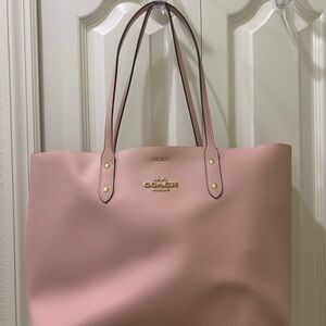 Coach Pink Leather Tote with Gold Logo
